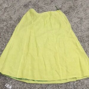 Elegant Lime Green lined linen Women's Skirt, side zipper